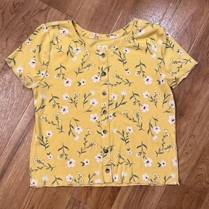 SO Girls Cropped Ribbed Floral T-Shirt Size L (10/12)